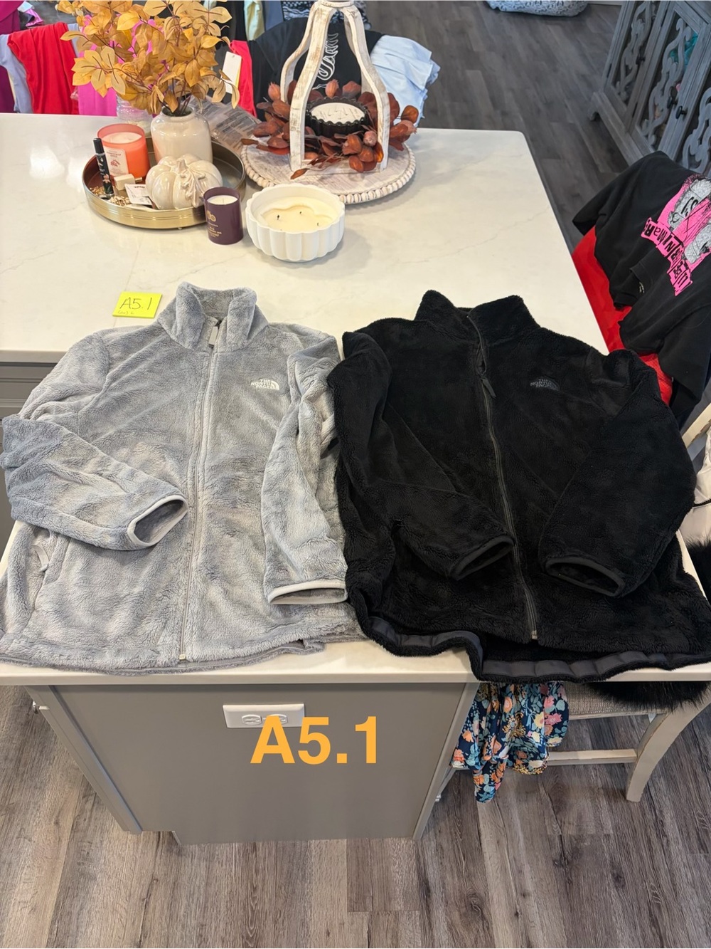 The North Face Plush Full-Zip Fleece Jackets in Gray and Black (2) Size L